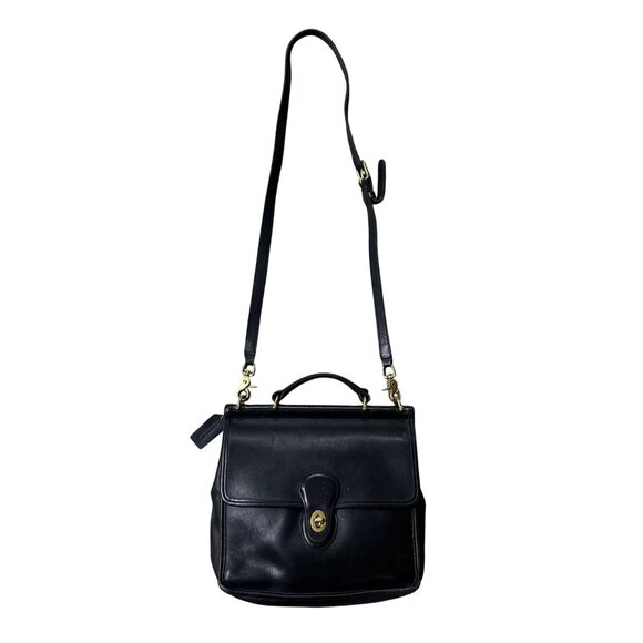 Vintage Coach Purse Willis 9927 Black Leather Messenger Crossbody Bag 1999 Y2K - Picture 2 of 16